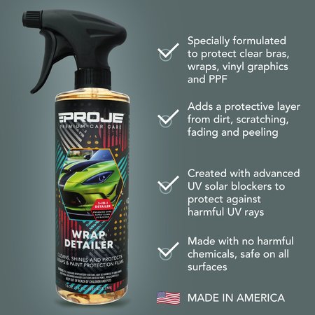 PROJE PREMIUM CAR CARE Wrap Detailer 16oz - Detail Spray for Wraps Vinyl and Paint Protection Film 20005